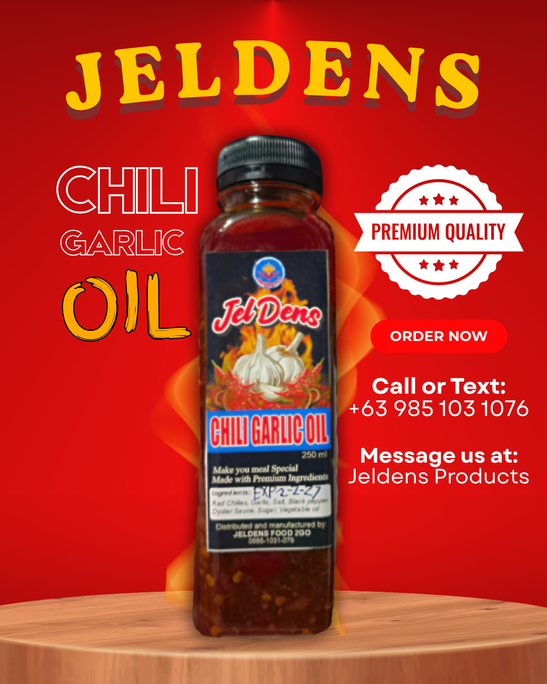 Jeldens Chili Garlic Oil Poster